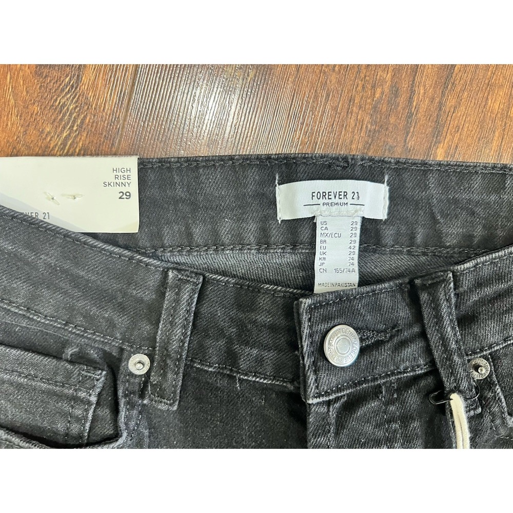Forever 21 Womens High Rise Skinny Black Stretch Denim Jeans Size 29 5-Pocket - Picture 5 of 5